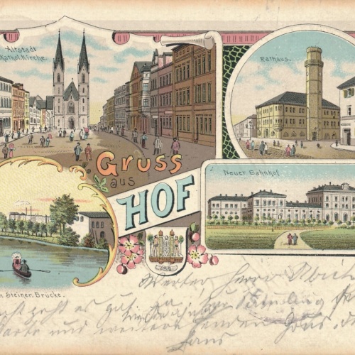 Litho - Karte gruss aus Hof Bayern (7586)