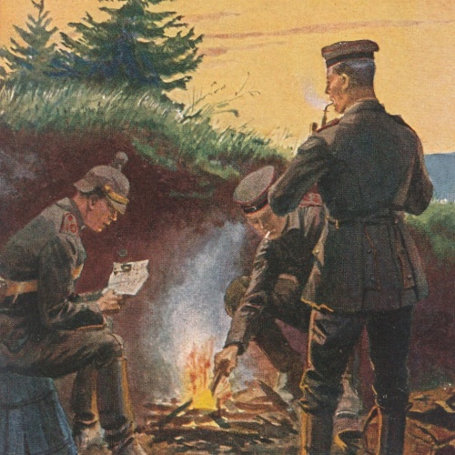 AK drei Soldaten vor dem Lagerfeuer (7925)