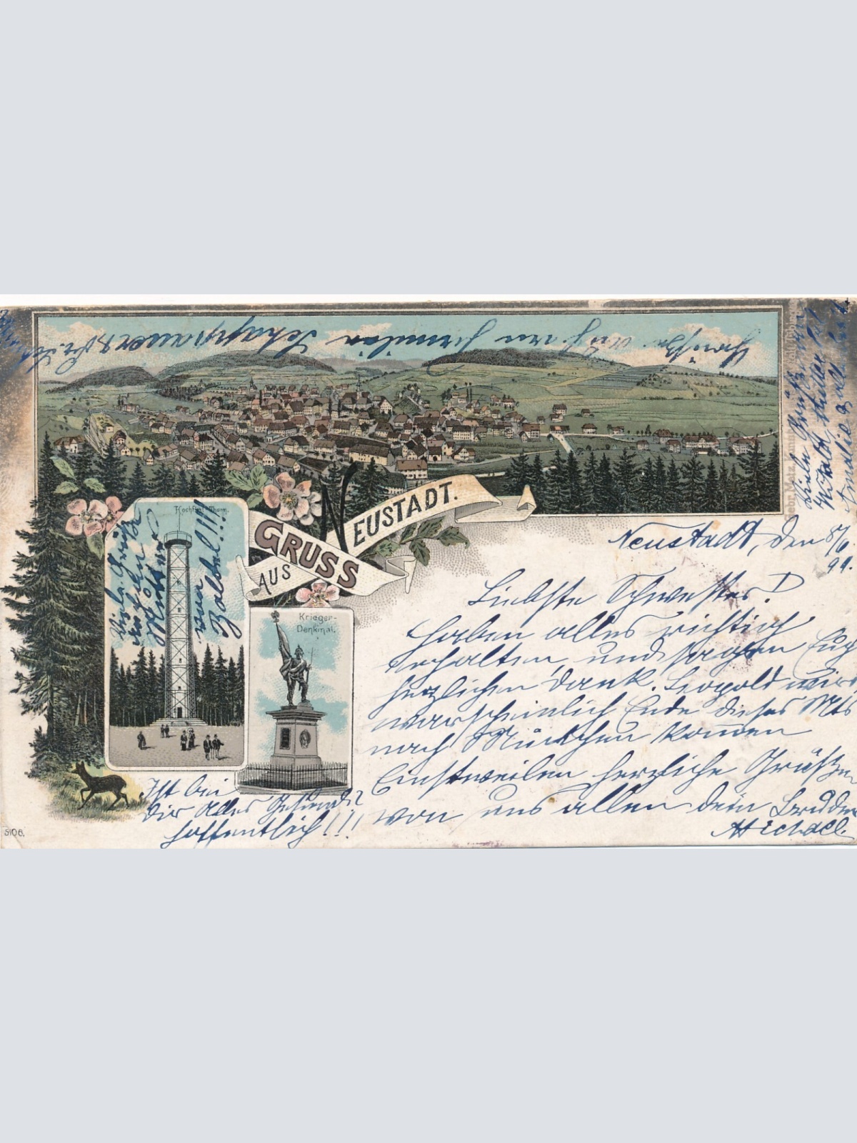 Litho - Karte gruss aus Neustadt Rheinland - Pfalz (7569)