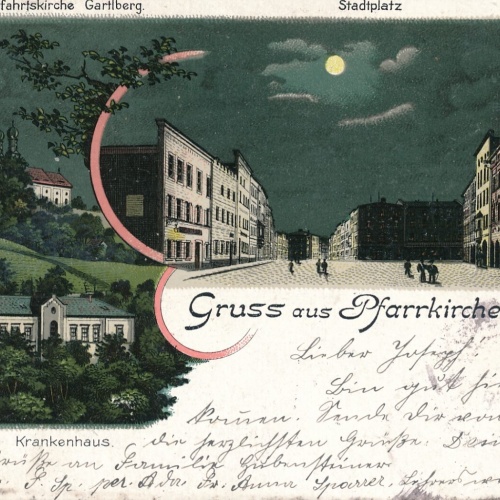 Mondschein - Karte gruss aus Pfarrkirchen Bayern (7578)