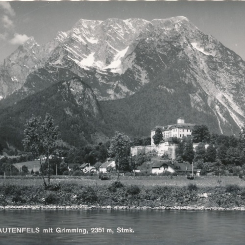 AK vom Schloss Trautenfels mit Grimming Steiermark (7523)