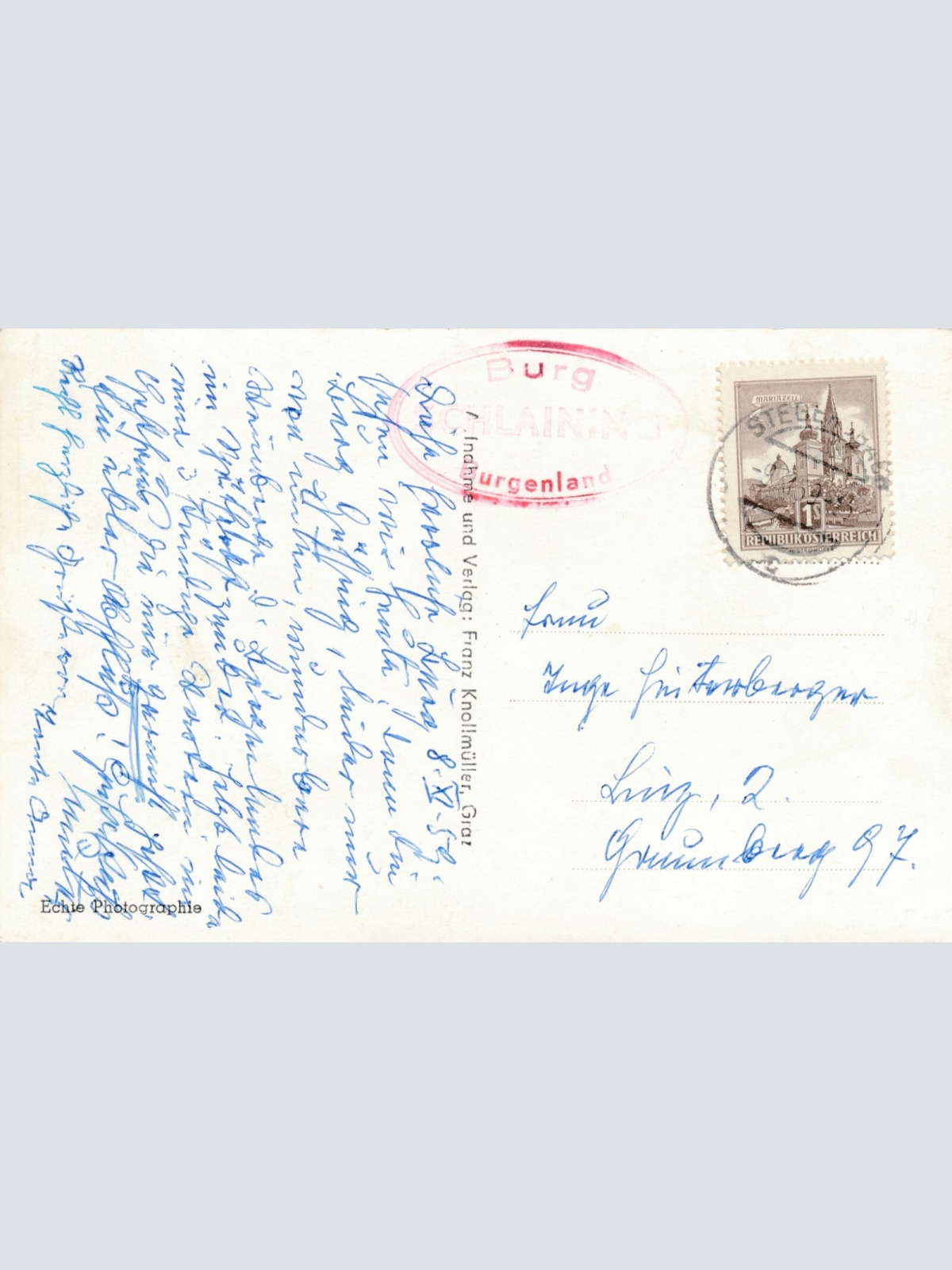 AK vom Schloß Schlaining Brugenland (7516)