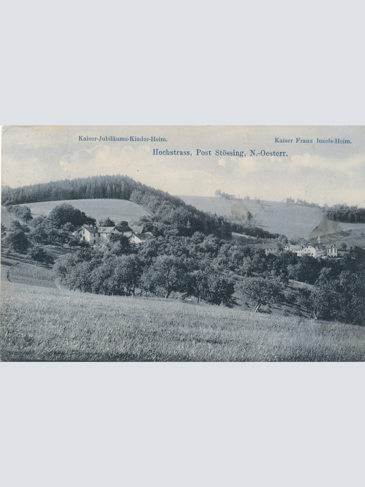 AK aus Stössing mit Kaiser Jubiläums Kinder Heim Niederösterreich (7892)