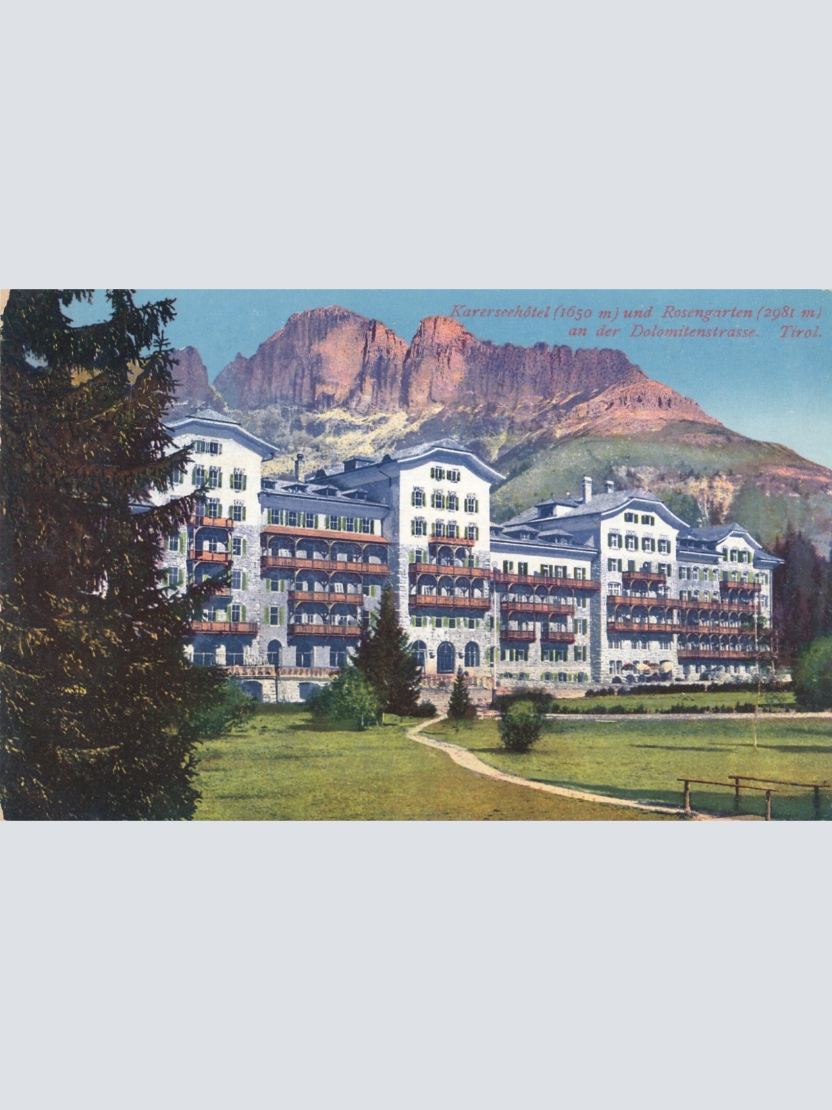 AK vom Rosengarten mit Karerseehotel Italien (7563)