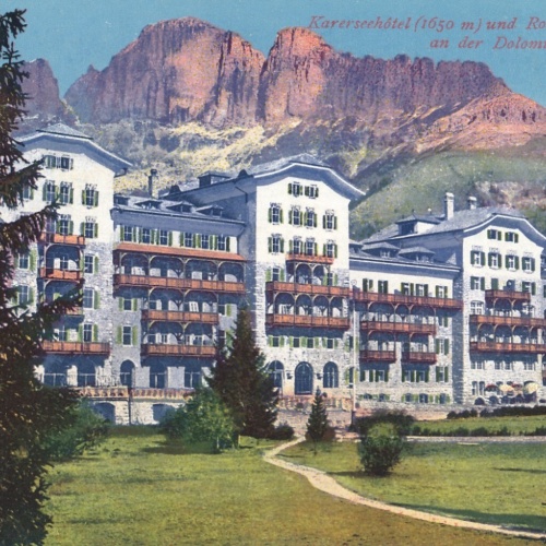AK vom Rosengarten mit Karerseehotel Italien (7563)