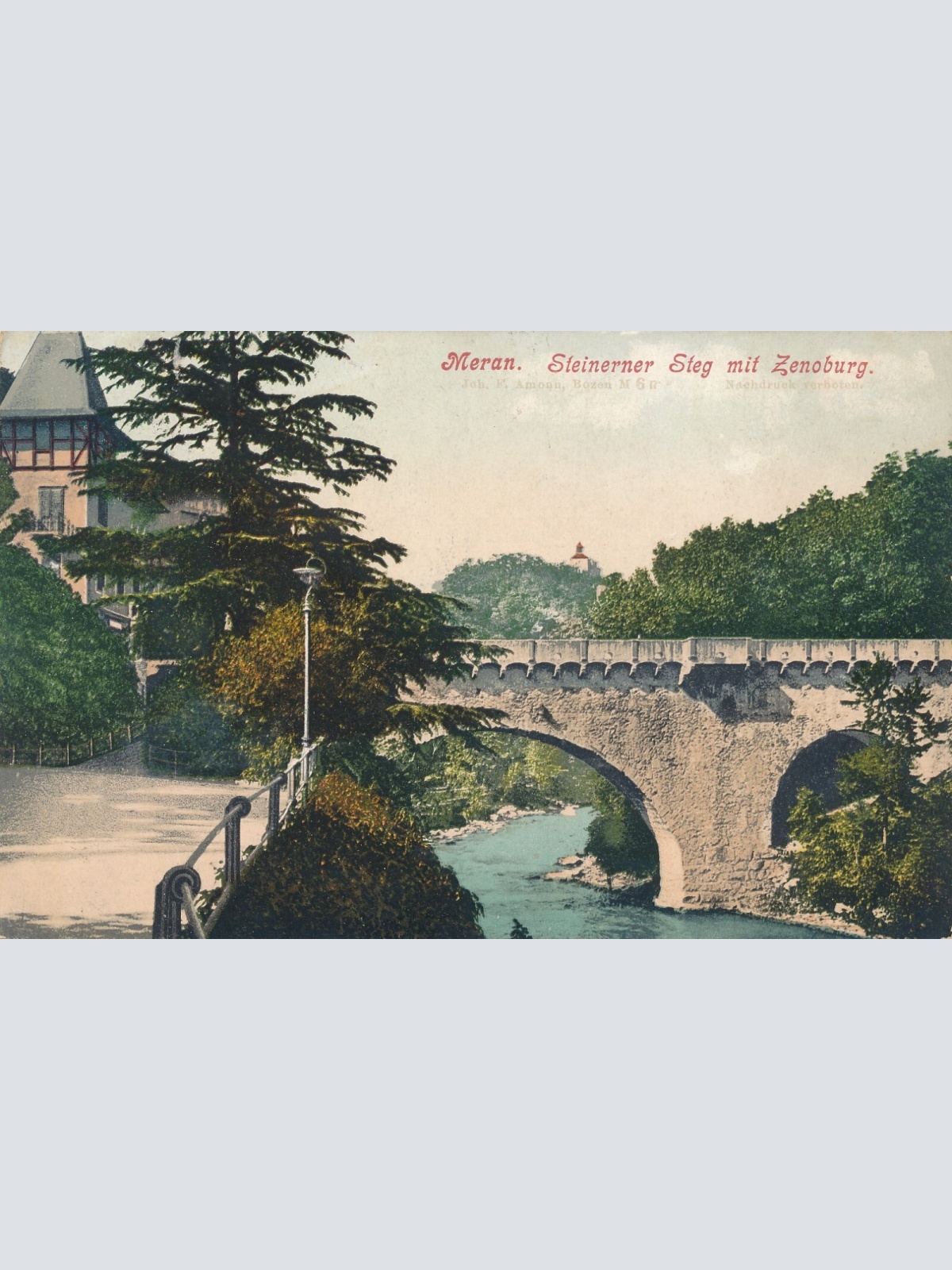 AK aus Meran Steiner Steg mit Zenburg Italien (7973)