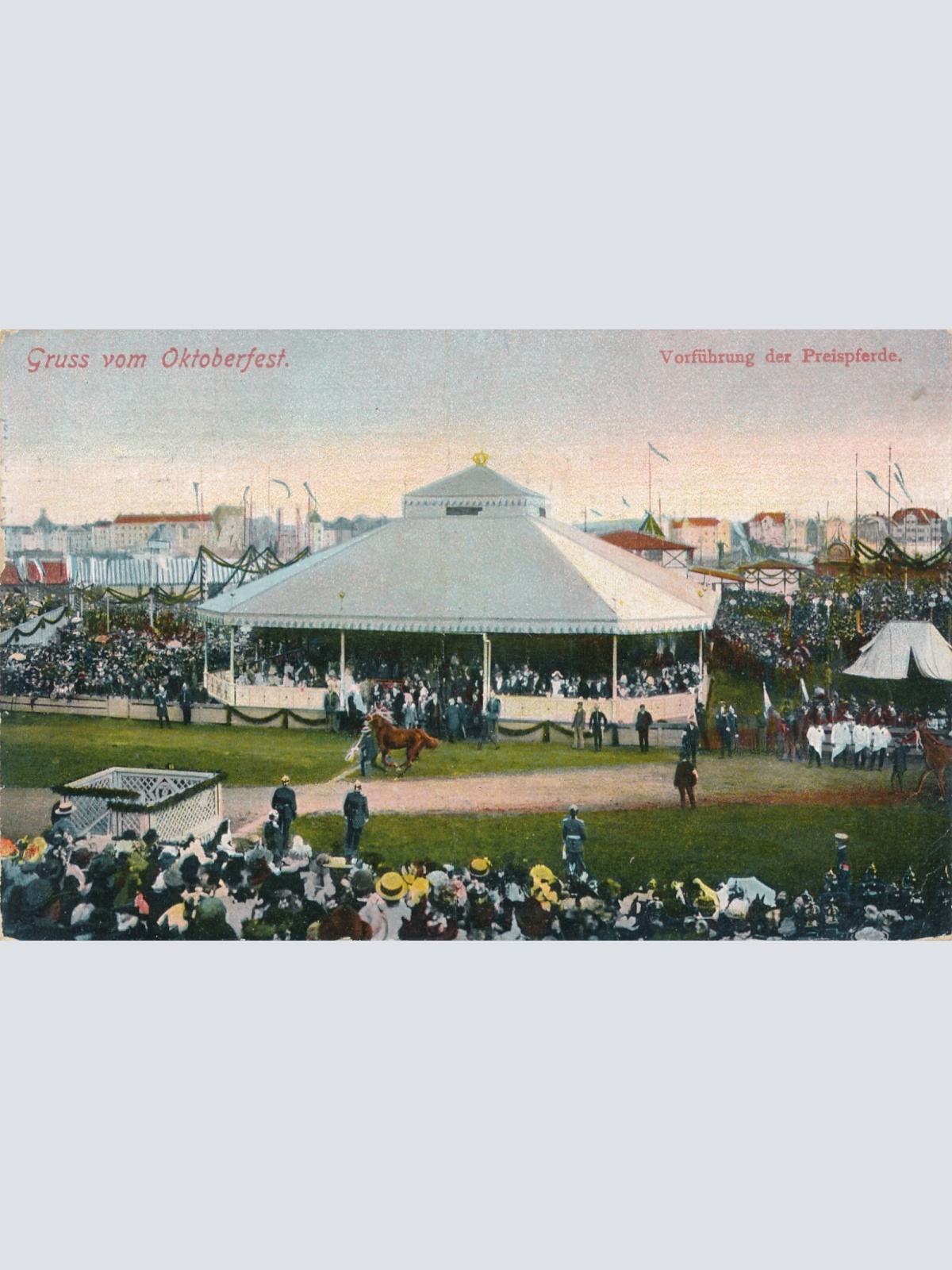 AK gruss vom Oktoberfest Vorführung der Preispferde Bayern (6516)