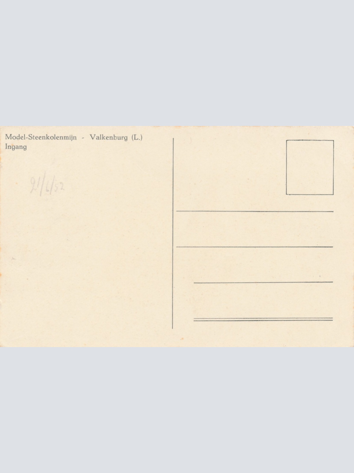 AK aus Valkenburg Eingang einer Steinkohlenmine Niederlande (6514)