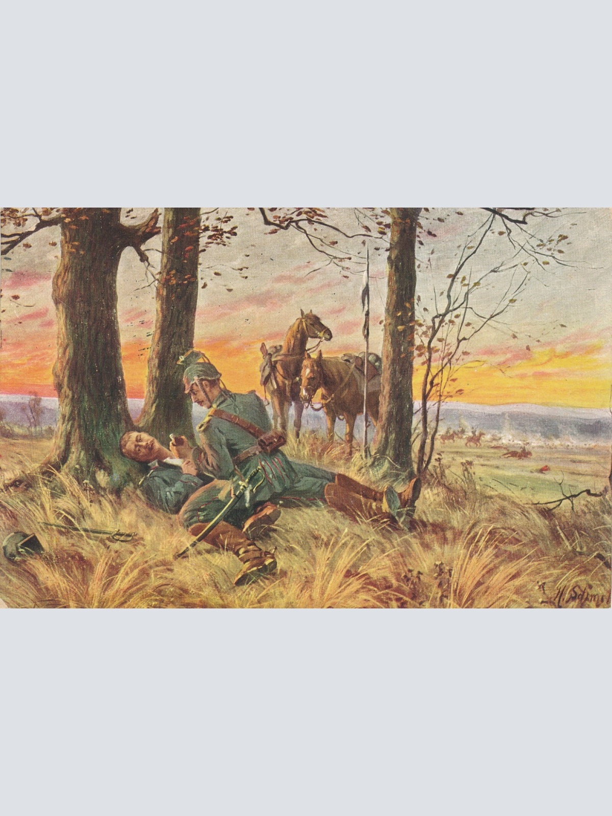 AK Morgenrot mit Zwei Soldaten (6524)