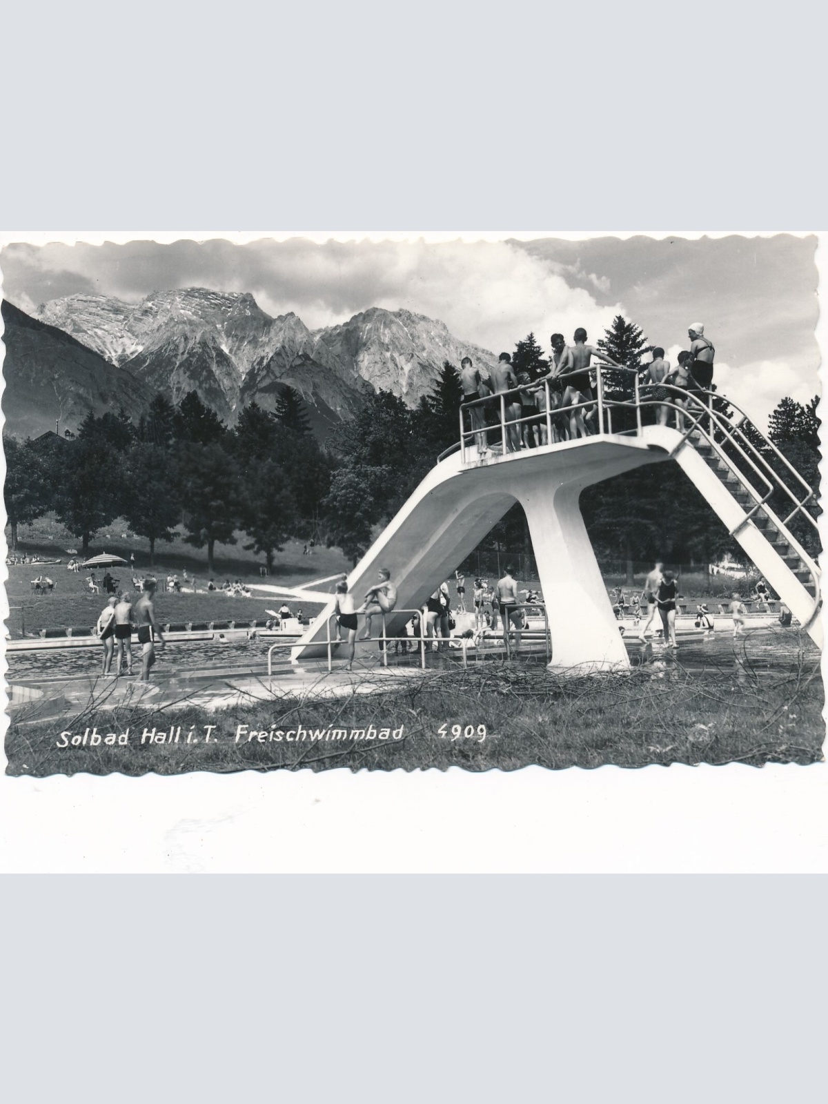 AK aus Hall mit Solbad Freischwimmbad Tirol Ansichtskarte (8314)