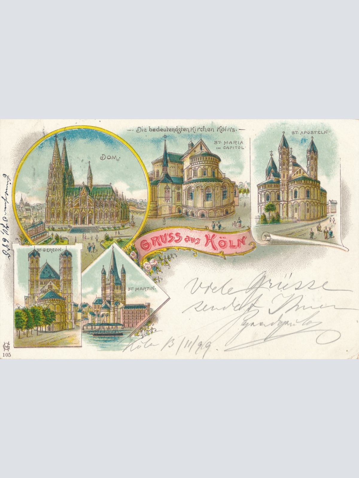 Litho - Karte gruss aus Köln NRW (6615)
