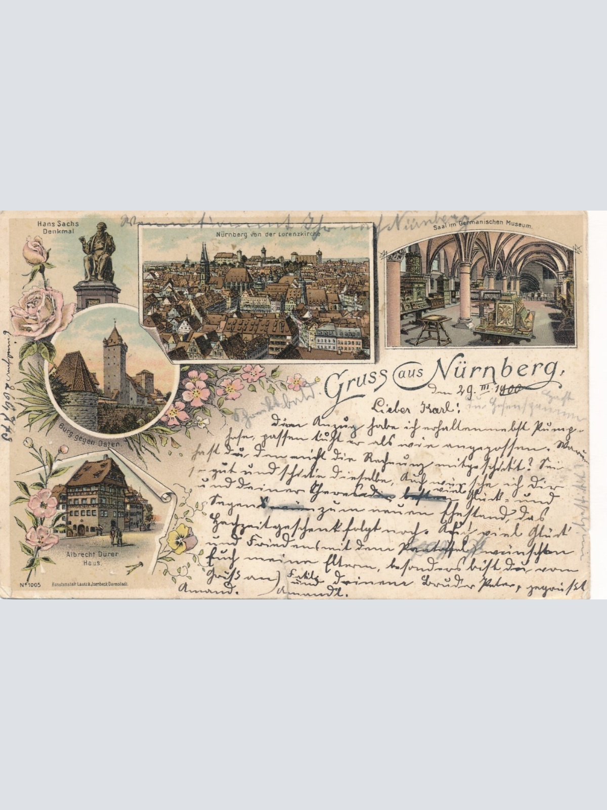 Litho - Karte gruss aus Nürnberg Bayern (6597)