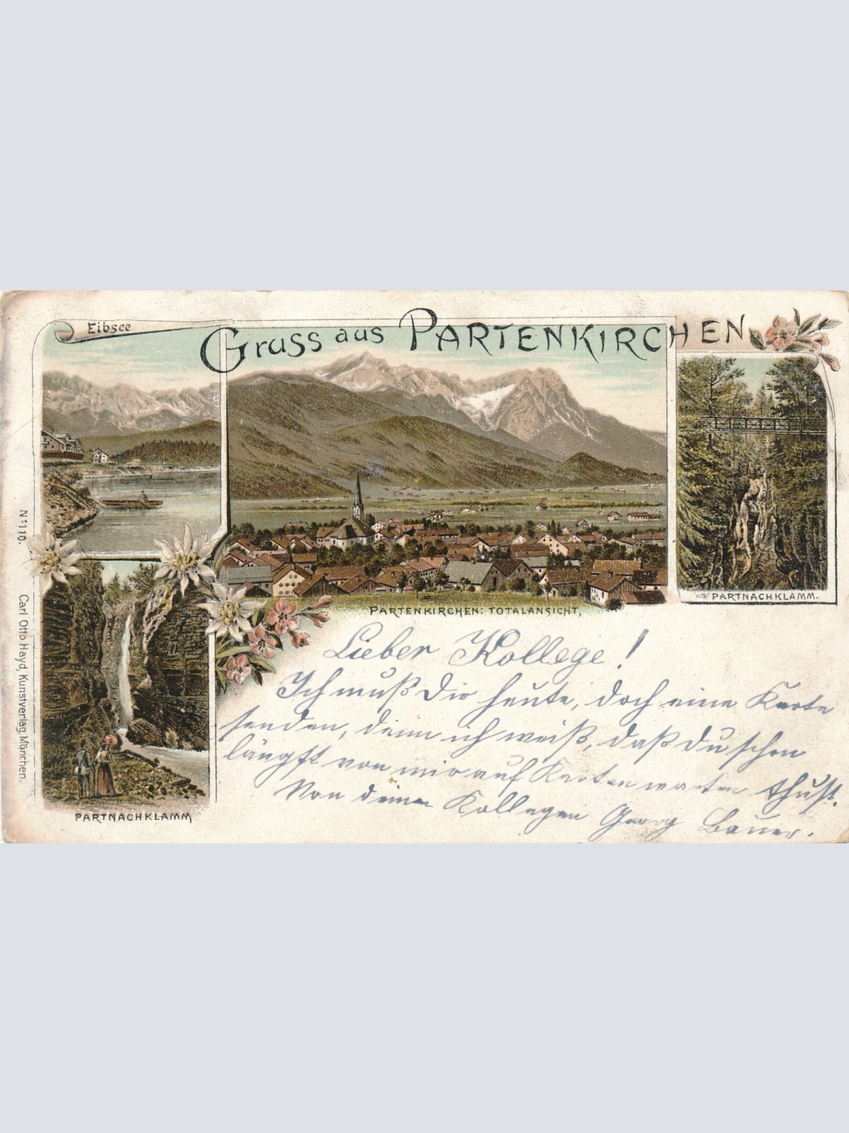 Litho - Karte gruss aus Partenkirchen Bayern (6604)