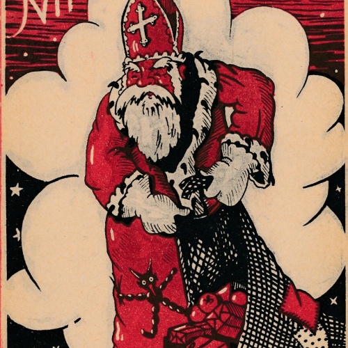 AK gruß vom Nikolo Kikolaus mit Geschenksack (6611)