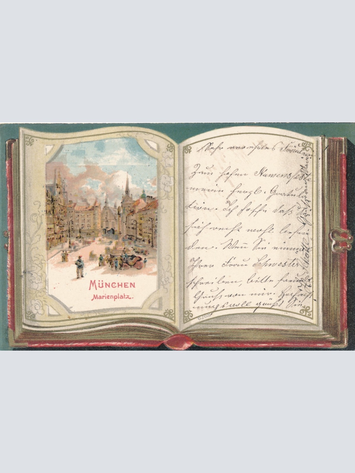 Buch - Litho - Karte gruss aus München Marienplatz Bayern (6595)