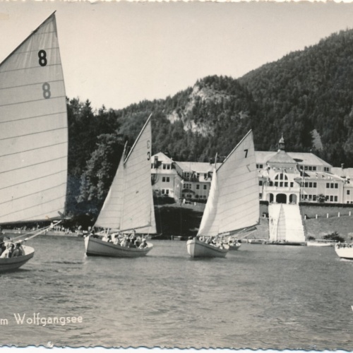 AK vom Wolfgangsee mit Segler Segelboot Oberösterreich Ansichtskarte (8518)