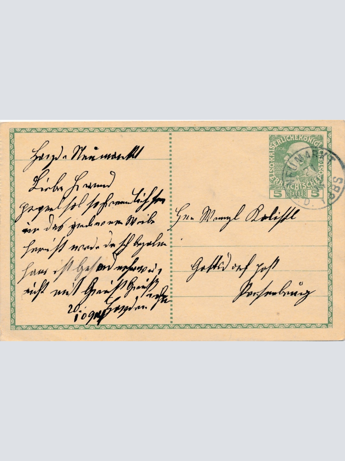 5 Heller Ganzsachen - Karte 1914 aus Neumarkt (8545)