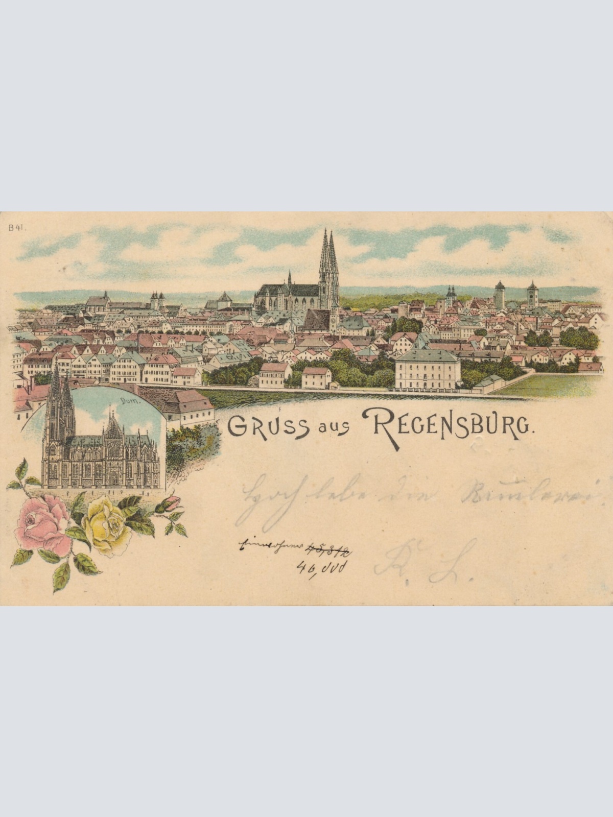 Litho - Karte gruss aus Regensburg Bayern (6601)