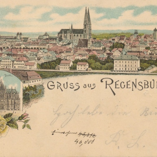 Litho - Karte gruss aus Regensburg Bayern (6601)
