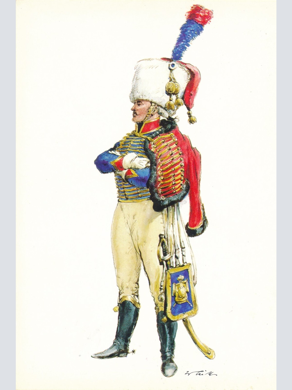 AK Uniform vom Kaiserreich Frankreich 1804 Chasseur Ansichtskarte (8688)