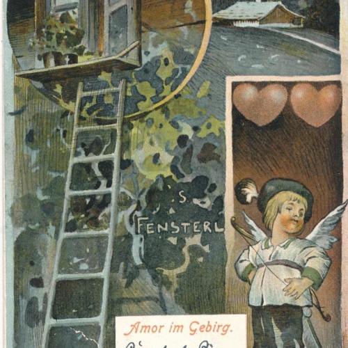 Litho - Karte Amor im Gebirge Ansichtskarte (8631)