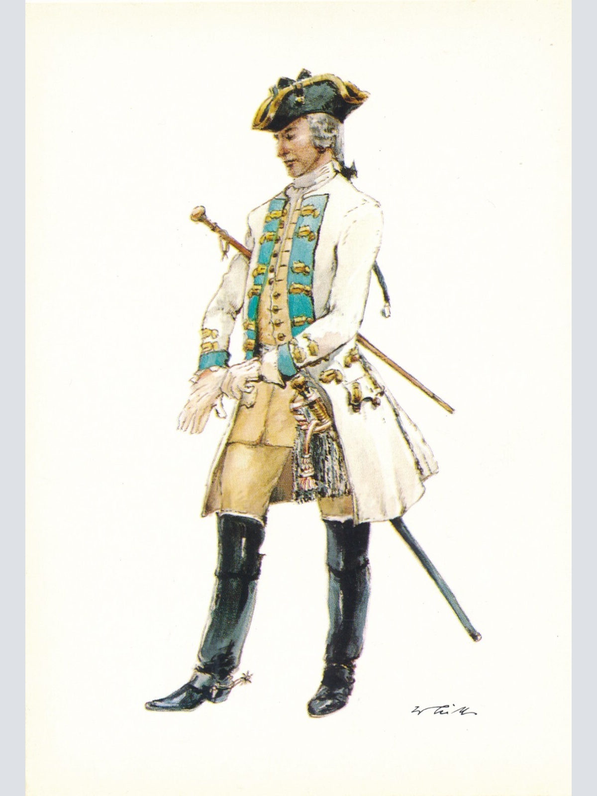 AK Uniform vom Kaiserreich Preußen 1735 6. Dragoner Reg. Ansichtskarte (8690)