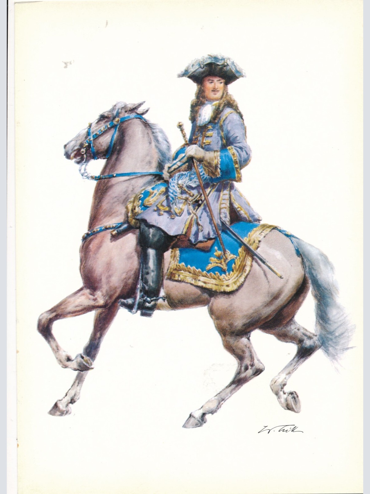 AK Uniform Kurfürstentum Bayern 1700 Regiment Stabsoffizier Ansichtskarte (8709)