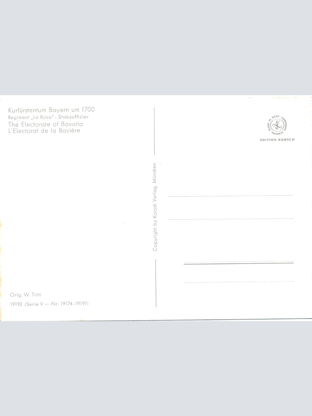 AK Uniform Kurfürstentum Bayern 1700 Regiment Stabsoffizier Ansichtskarte (8709)