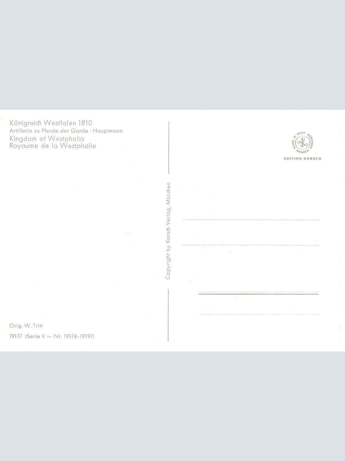 AK Uniform Königreich Westfalen 1810 Pferde Garde Hauptmann Ansichtskarte (8710)