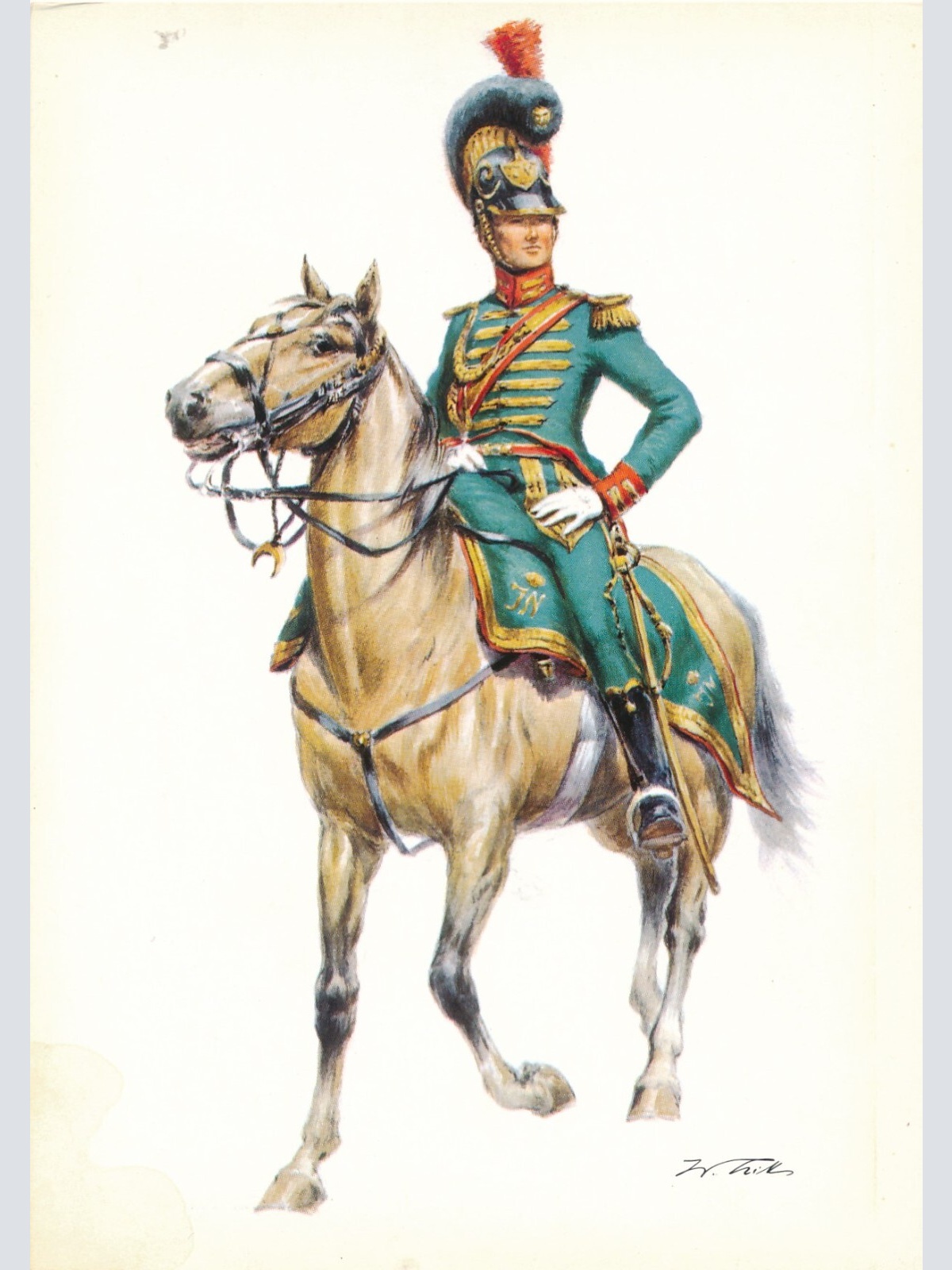 AK Uniform Königreich Westfalen 1810 Garde Rittmeister Ansichtskarte (8711)
