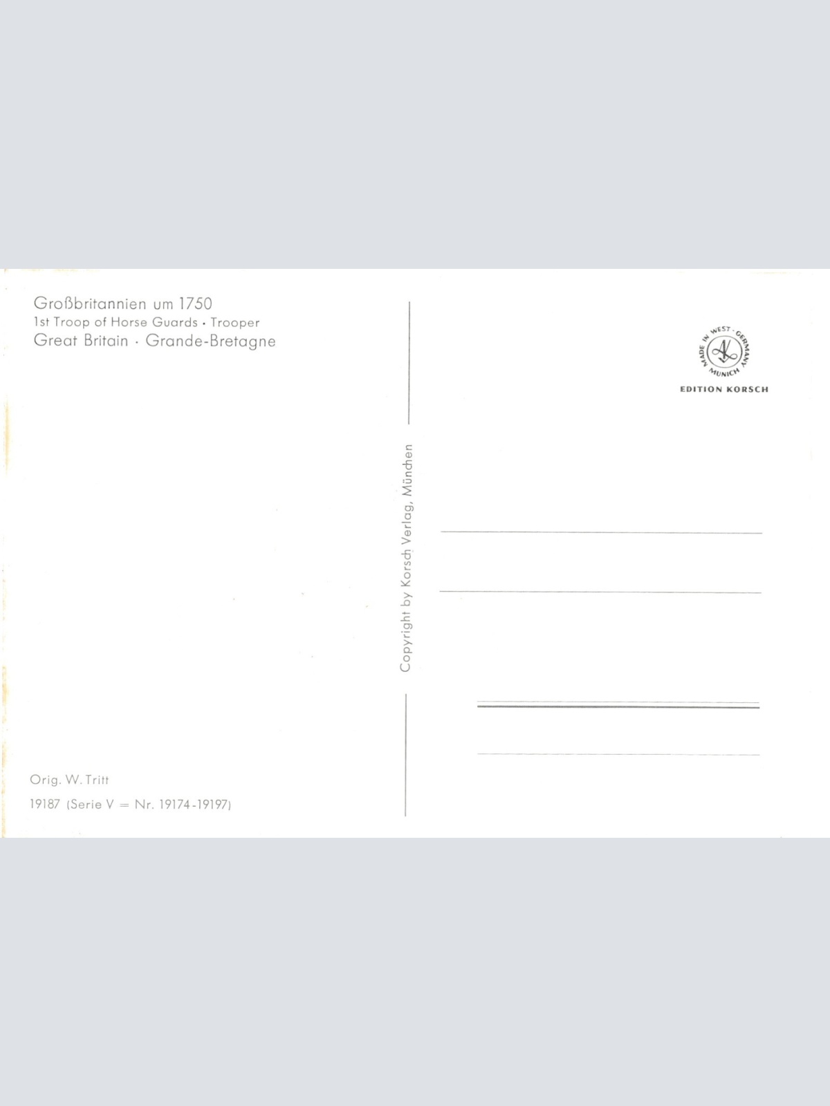 AK Uniform Großbritannien 1750 Troop of Horse Gurad Trooper Ansichtskarte (8715)