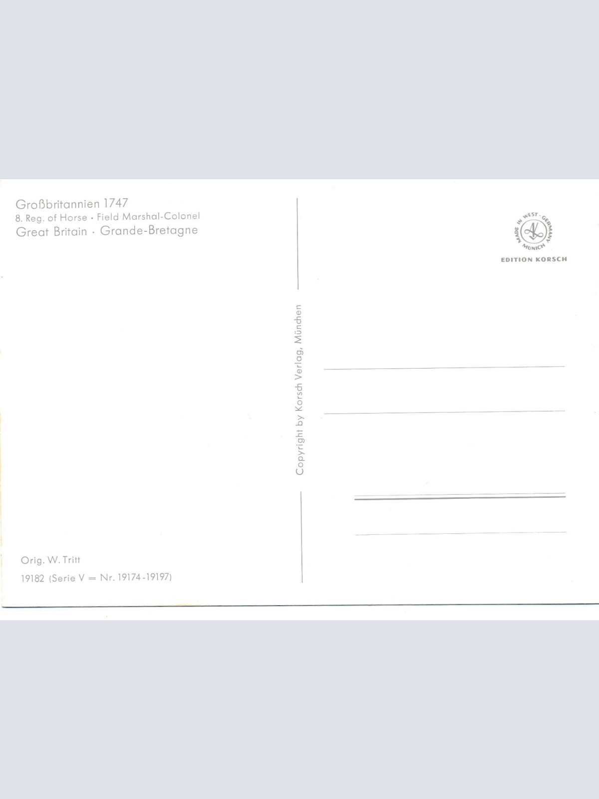 AK Uniform Großbritannien 1747 Field Marshal Colonel Ansichtskarte (8716)