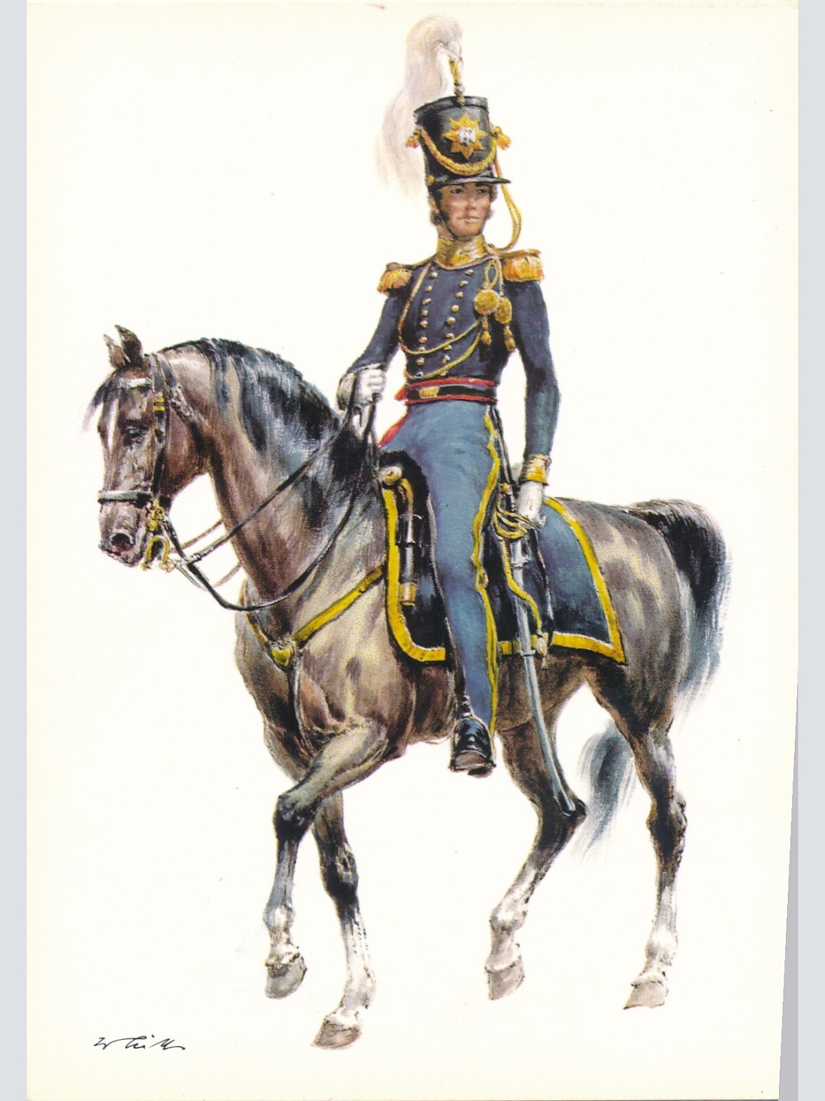 AK Uniform USA Amerika 1836 Dragoons Offizier Ansichtskarte (8696)