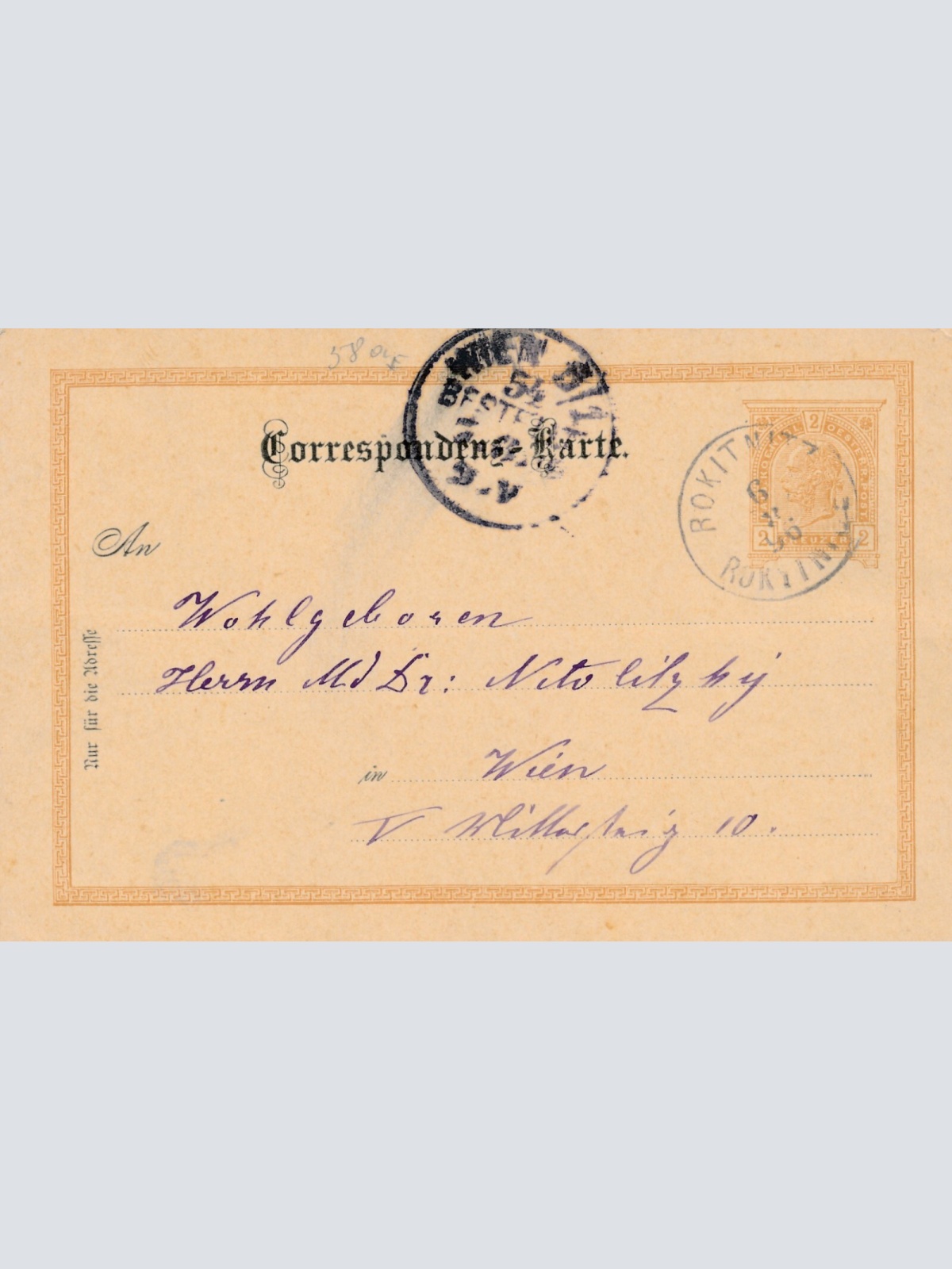 2 Kreuzer Ganzsachen - Karte 1896 aus Rokitnitz (8401)