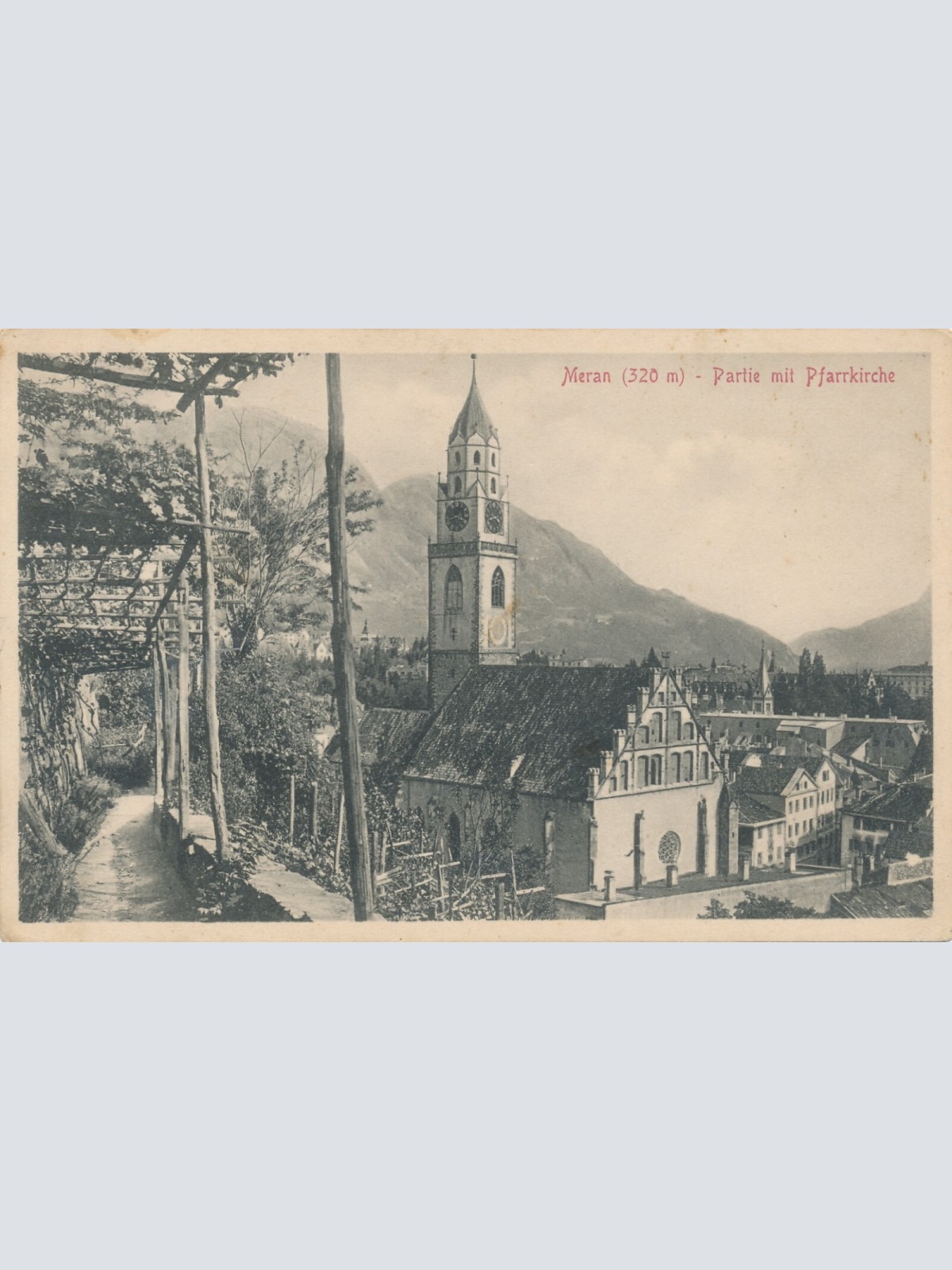 AK aus Meran mit Pfarrkirche Italien Ansichtskarte (8403)