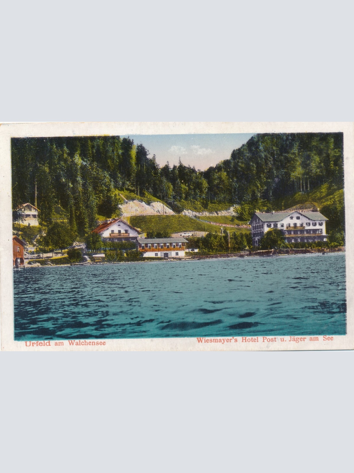 AK aus Urfeld am Walchensee mit Hotel Post Bayern Ansichtskarte (8409)