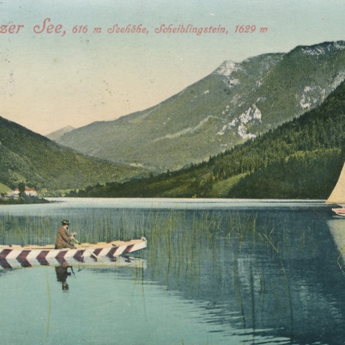 AK vom Lunzer See mit Boot Niederösterreich Ansichtskarte (8356)