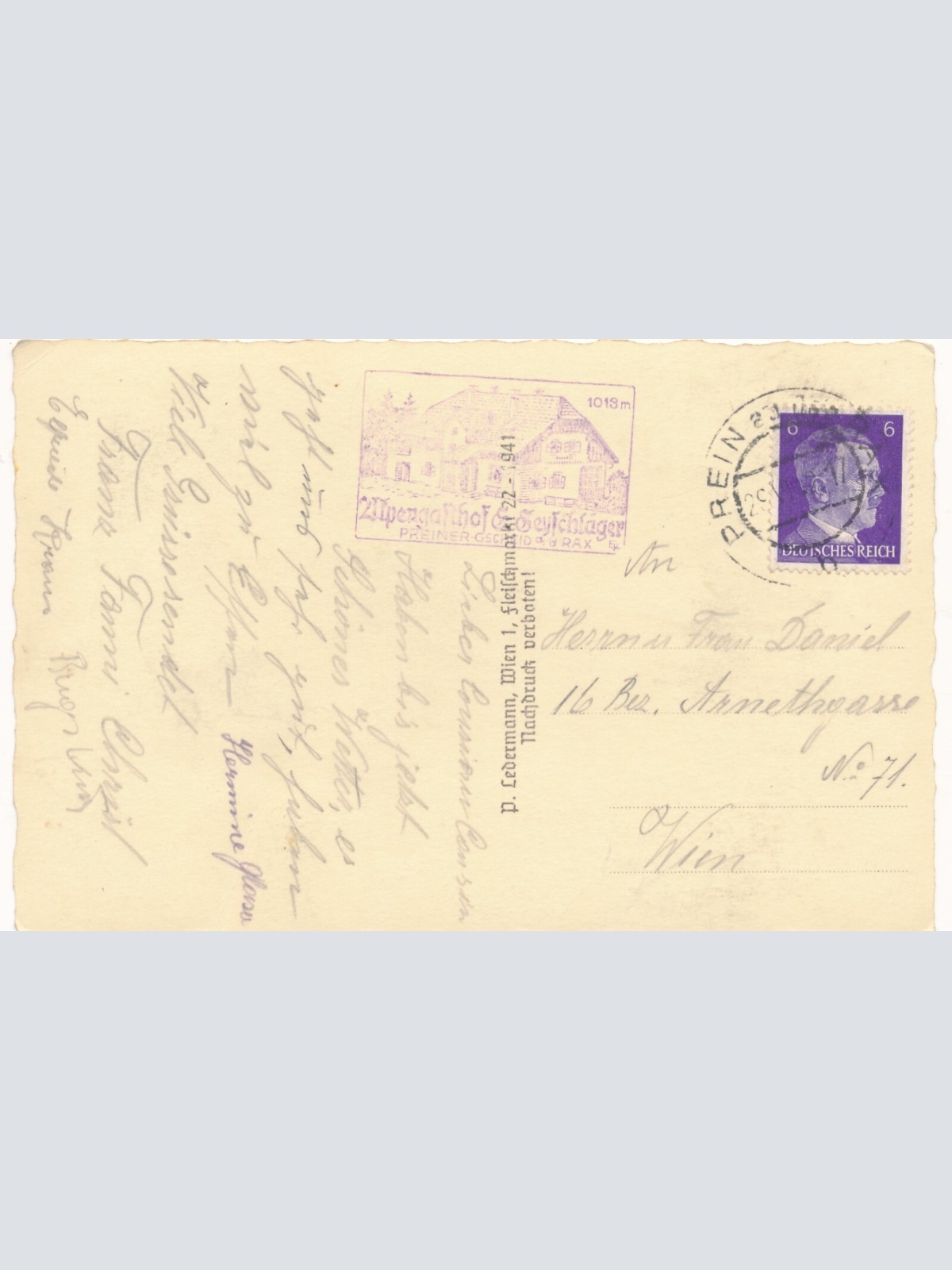 AK vom Gasthof Geyschläger Preiner Gscheid Niederösterreich Ansichtskarte (8381)