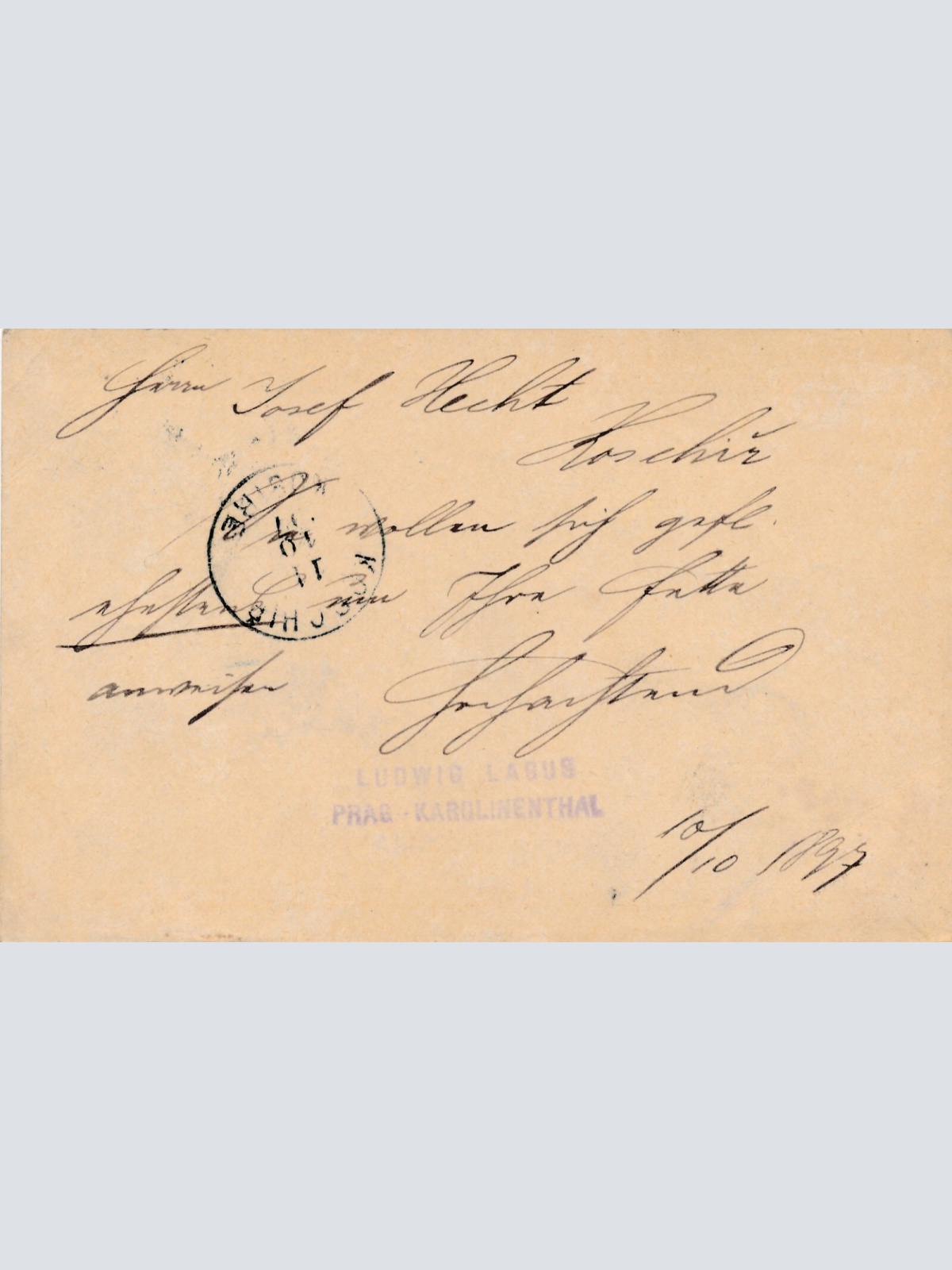 2 Kreuzer Ganzsachen - Karte 1897 aus Karolinenthal - Karlin (8388)