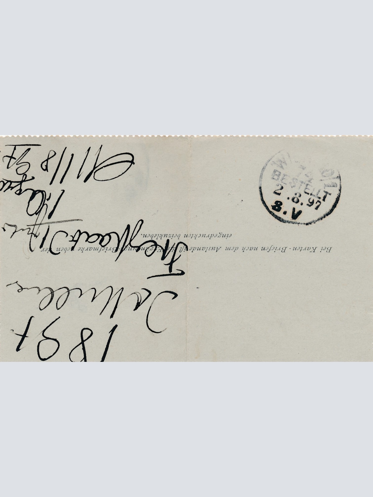 5 Kreuzer Ganzsachen - Karten Brief 1897 aus Freistadt (8945)