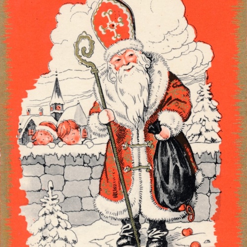 Motiv - Karte gruß vom Nikolaus mit Staab (7228)