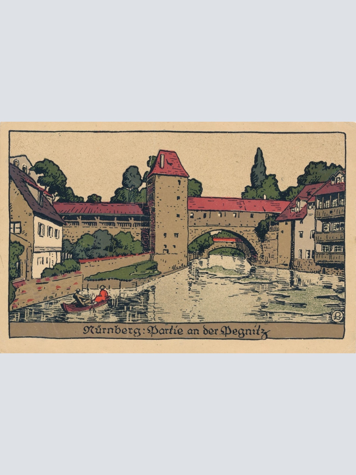 AK, Nürnberg, Partie an der Pegnitz, Bayern  (S2296)