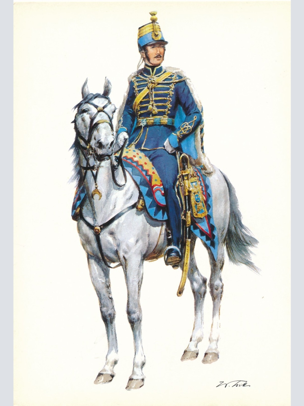 AK Uniform Kaiserr. Schweden 1864 Husaren Offizier Ansichtskarte (8728)