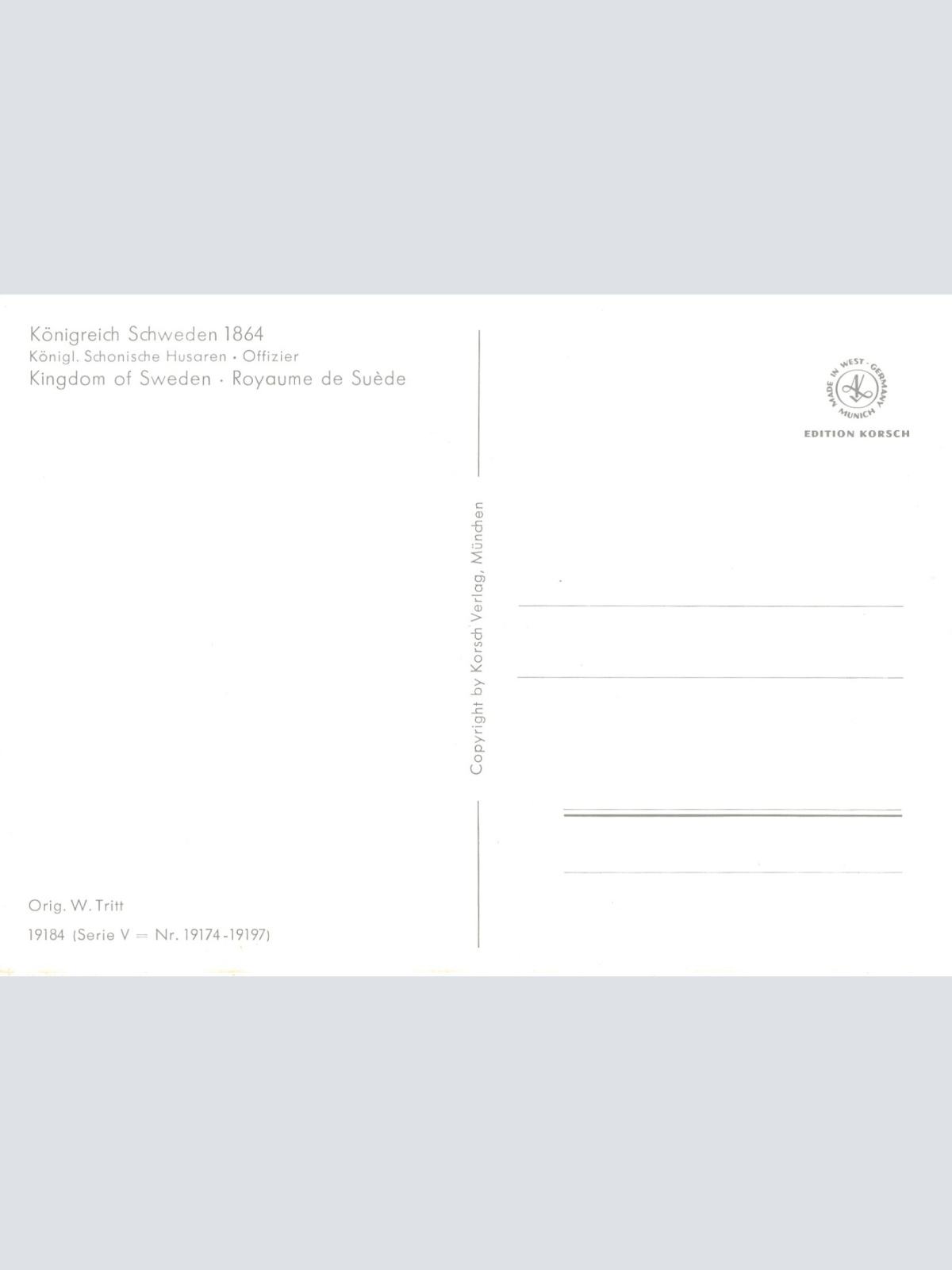 AK Uniform Kaiserr. Schweden 1864 Husaren Offizier Ansichtskarte (8728)