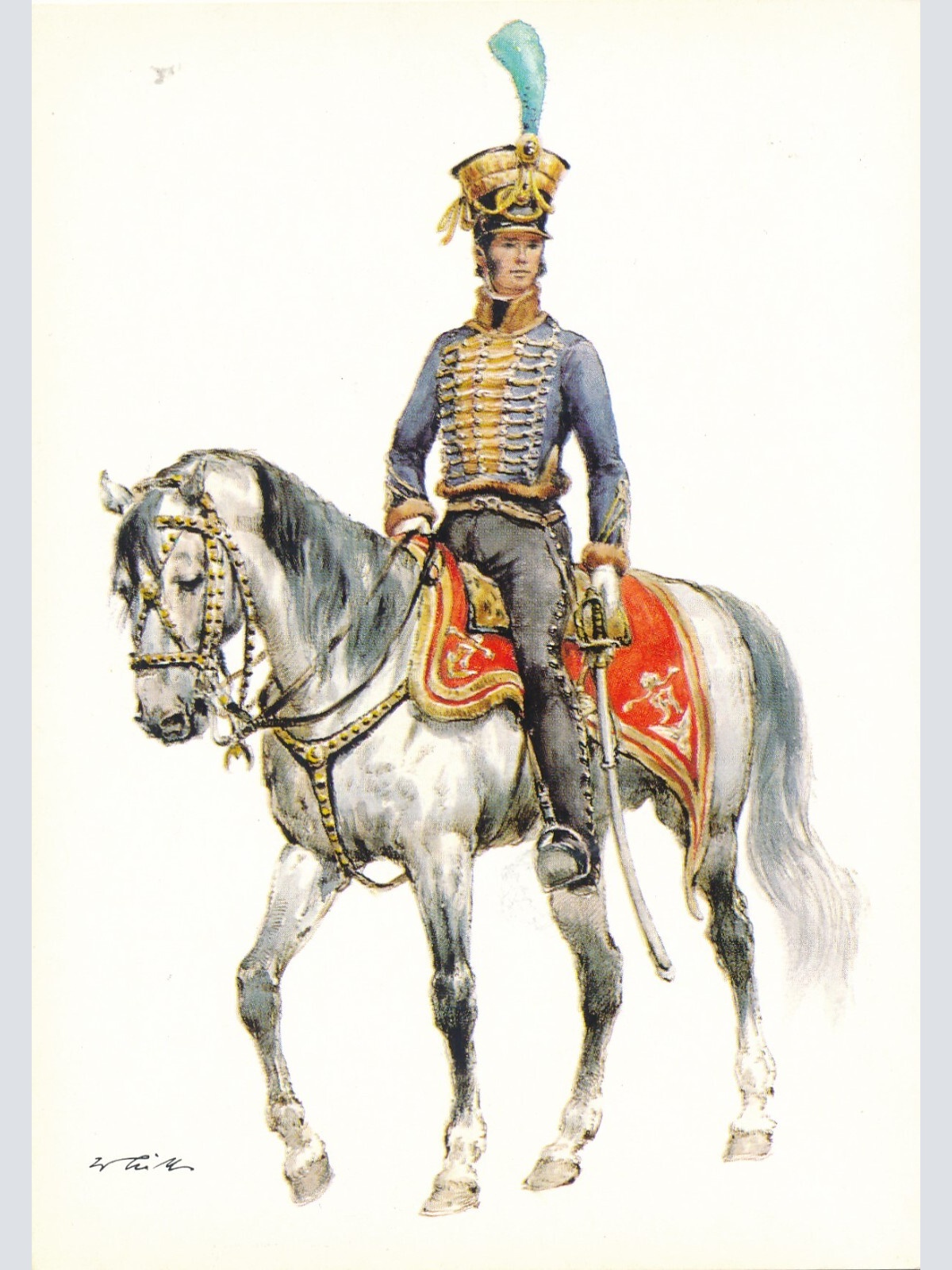 AK Uniform Kaiserr. Österr 1837 General der Kavallerie Ansichtskarte (8721)