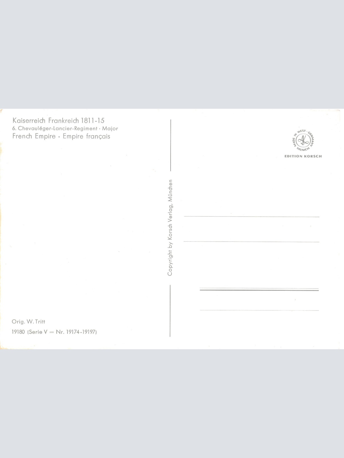 AK Uniform Kaiserr. Frankreich 1811 Chevauleger Major Ansichtskarte (8723)