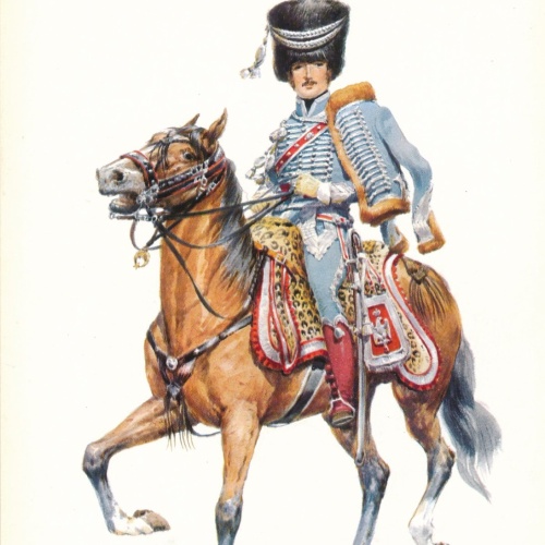AK Uniform Kaiserr. Frankreich 1809 Husaren reg. Capitaine Ansichtskarte (8724)