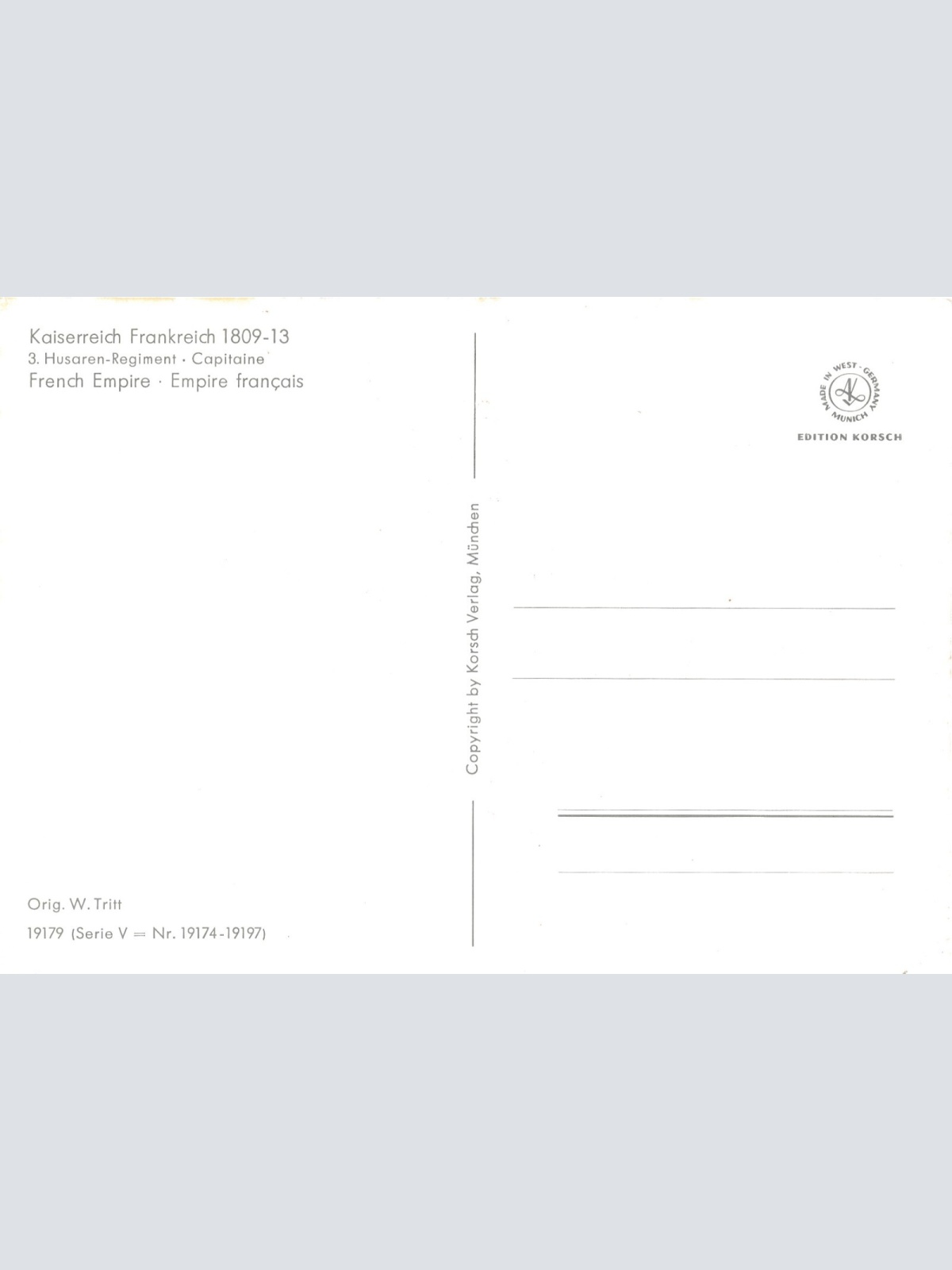 AK Uniform Kaiserr. Frankreich 1809 Husaren reg. Capitaine Ansichtskarte (8724)