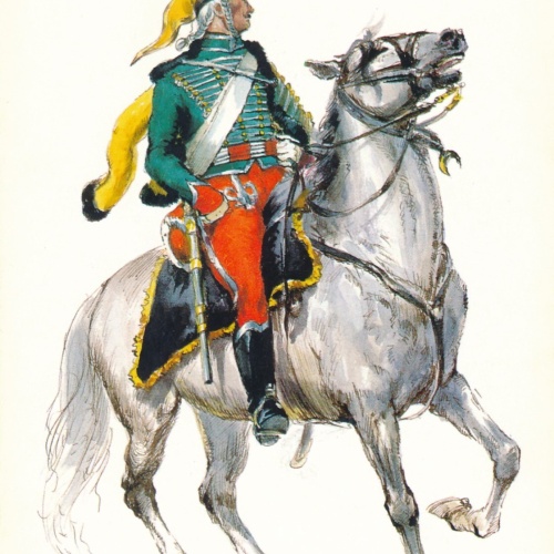 AK Uniform Kaiserr. Frankreich 1797 Hussards Husar Ansichtskarte (8725)