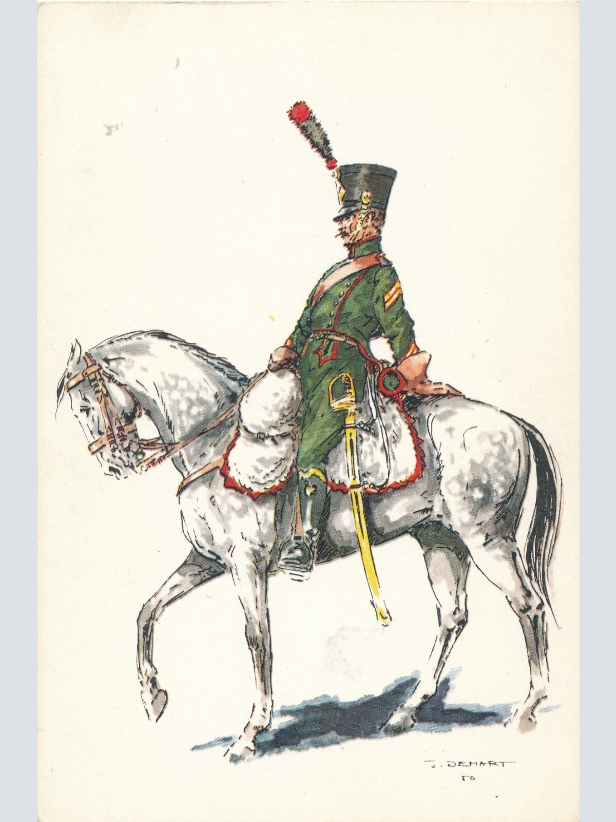 AK Uniform Belgien 1812 Jagers te Paard Ansichtskarte (8757)